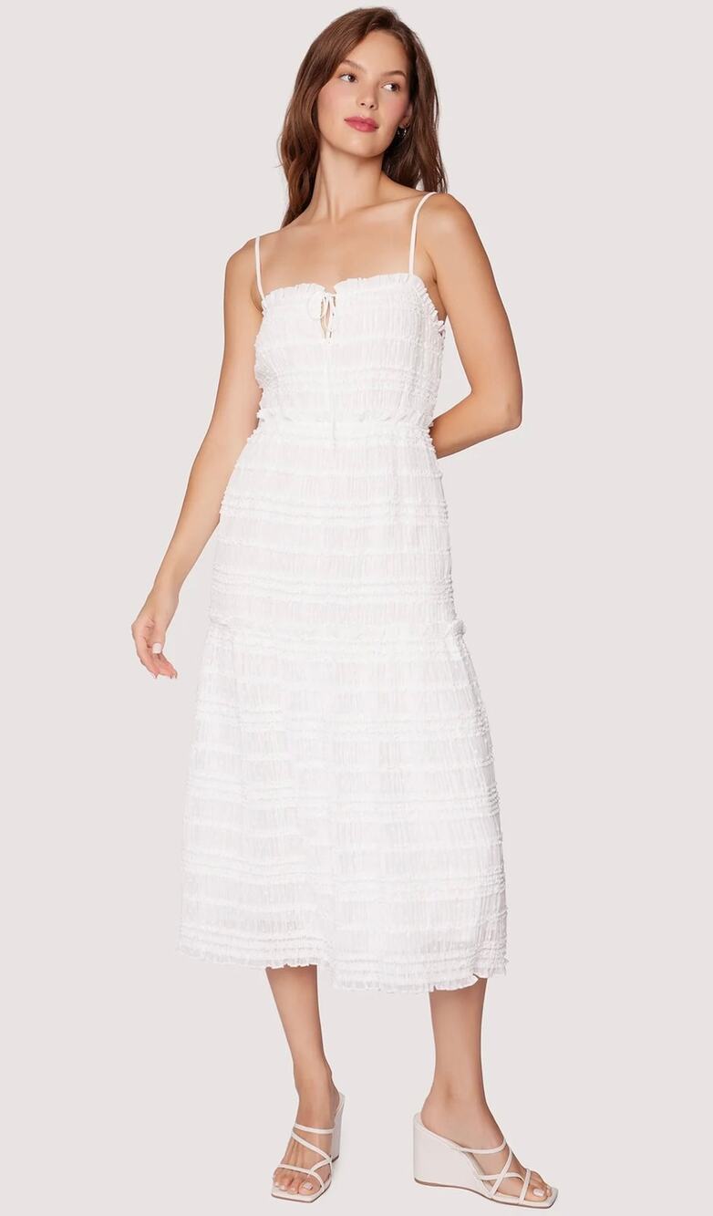 Lost + Wander Calla Lily White Tiered Midi Dress Sz Medium NWT Feminine Romantic